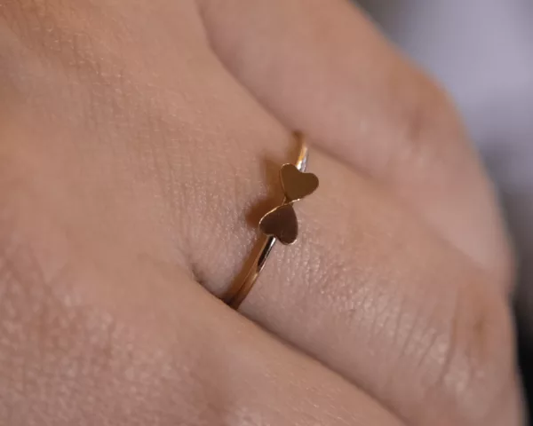 Double Heart Ring - 14k Gold Filled