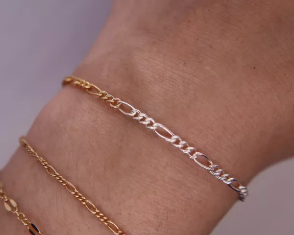 Dual tone figaro bracelet