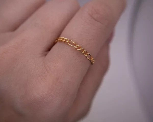 14k gold Figaro Chain Ring