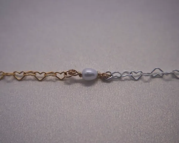 Dual Tone Heart Bracelet with Fresh Water Pearl