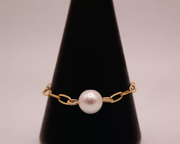 Paperclip Pearl Chain Ring