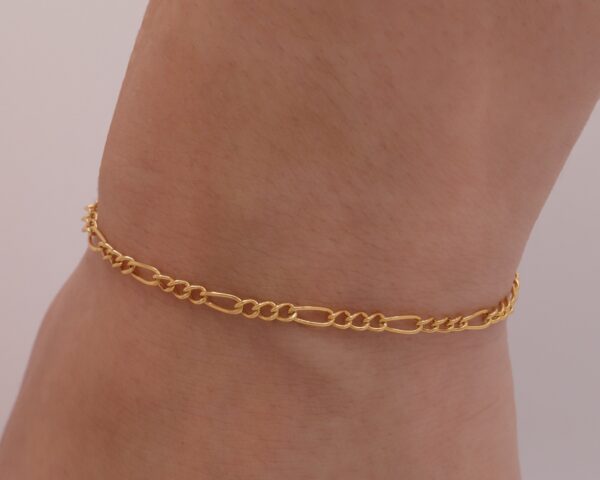 14K Gold Thick Figaro Chain Bracelet