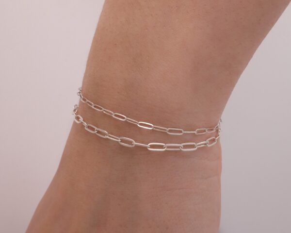 Thin Paperclip Bracelet - 925 Sterling Silver