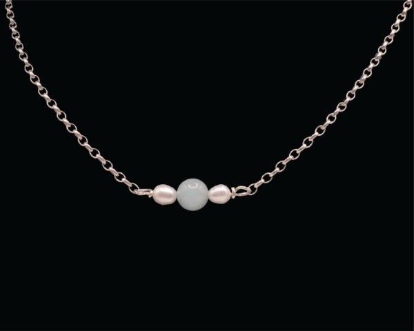 925 Sterling Silver - Gia Necklace + Freshwater Pearls + Blue jade