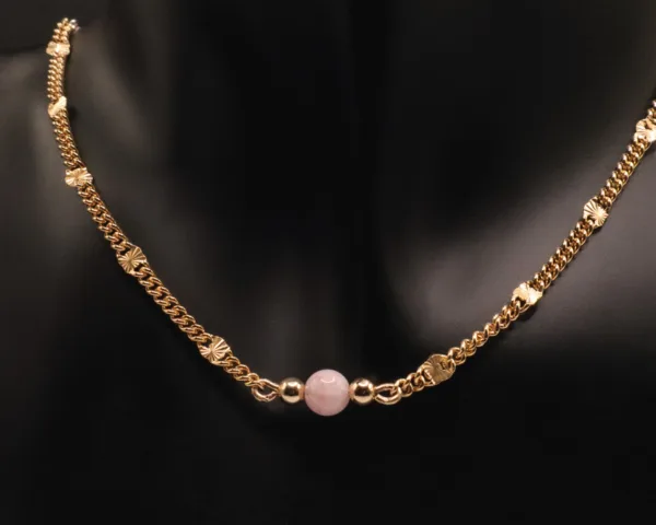 Alexandrea Necklace - Pink Jade and 14k gold filled chain