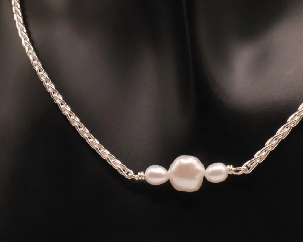 PurlyNude - Permanent Jewelry | Custom Jewelry 1 925 Sterling Silver - Oli Necklace + Freshwater Pearls