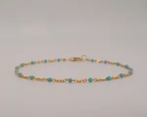 Blue Enamel Bracelet with 14k Gold Filled