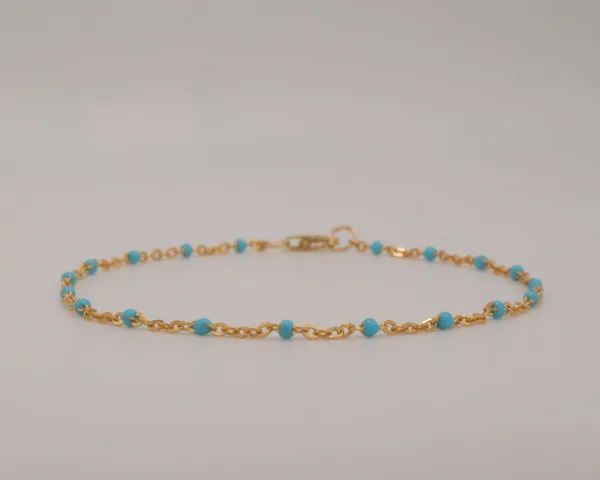 Blue Enamel Bracelet with 14k Gold Filled