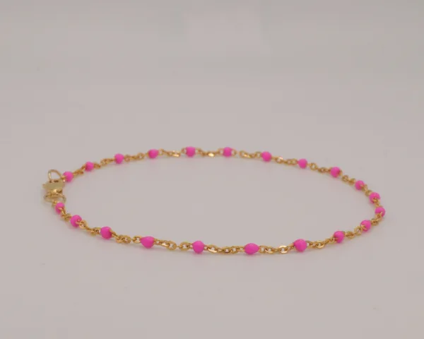 Pink Enamel Bracelet with 14k Gold Filled