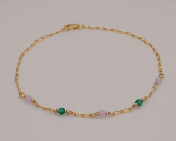 emerald and rose Swarovski jewelry bracelet
