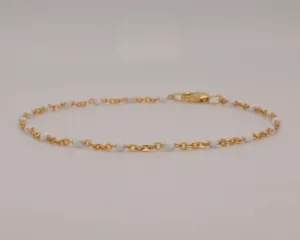 White Enamel Bracelet with 14k Gold Filled