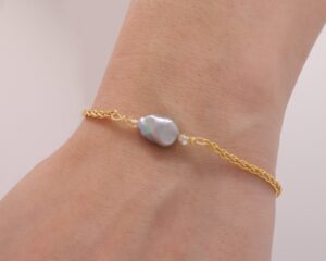 14K Gold filled, Freshwater Rainbow-lipped Pearl, and Genuine Swarovski