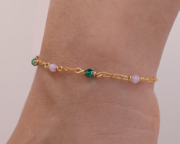 emerald and rose Swarovski bracelet