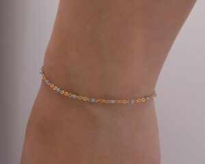 Sparkly Blue Enamel Bracelet with 14k Gold Filled