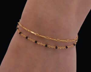 14k gold filled with enamel bracelet stack