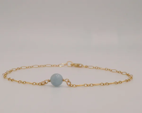 14k Gold filled with blue jade bracelet