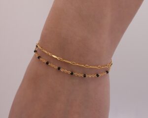 14k gold filled with enamel bracelet stack