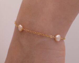 Freshwater pink pearl with 14k gold filled bracelet