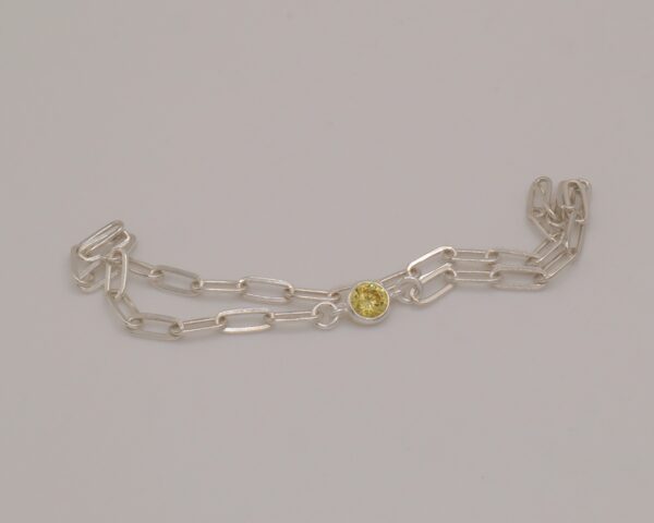 925 Sterling Silver Bracelet with yellow cubic zirconia connector