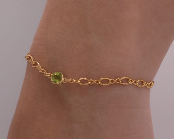 14K gold filled Infinity chain - Genuine Peridot Birthstone Bracelet