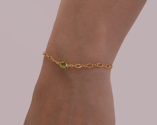 14K gold filled Infinity chain - Genuine Peridot Birthstone Bracelet