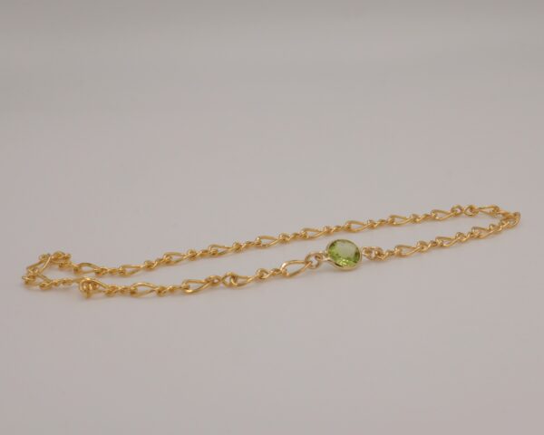 14K gold filled Infinity chain - Genuine Peridot Birthstone Bracelet