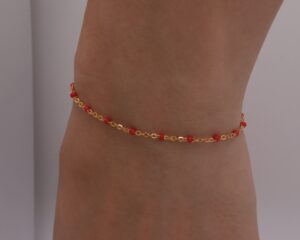 Red Enamel and 14k Gold - Waterproof jewelry, tarnish resistant and made to be worn all day.