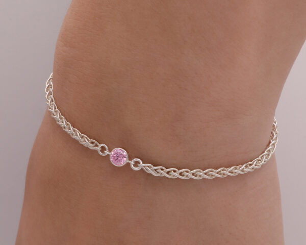 Pink CZ Birthstone Bracelet. Custom Made San Diego Permanent and with clasp jewelry