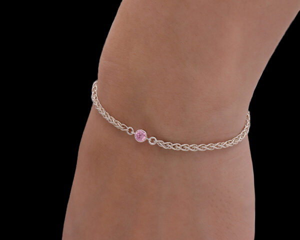 Pink CZ Birthstone Bracelet. Custom Made San Diego Permanent and with clasp jewelry