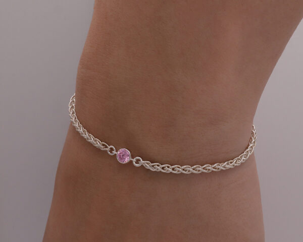 Pink CZ Birthstone Bracelet. Custom Made San Diego Permanent and with clasp jewelry