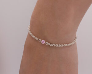 Pink CZ Birthstone Bracelet. Custom Made San Diego Permanent and with clasp jewelry