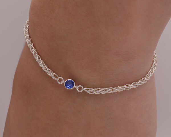 Blue CZ Birthstone Bracelet. Custom Made San Diego Permanent and with clasp jewelry