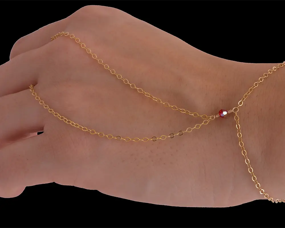 Red Swarovski crystal hand chain