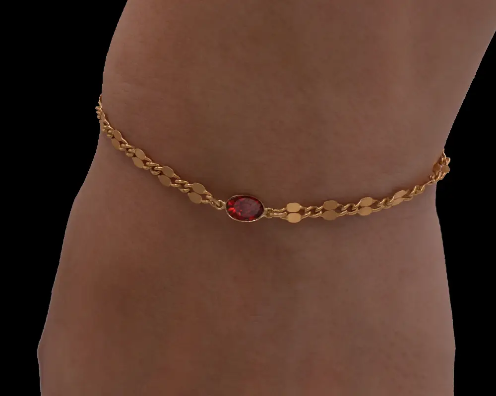 Garnet Shiny Birthstone Bracelet