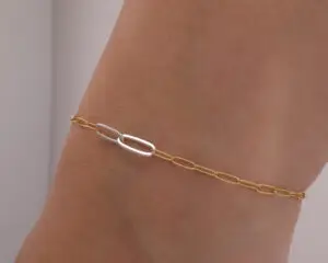 Double Silver Paperclip with Gold Paperclip Chain