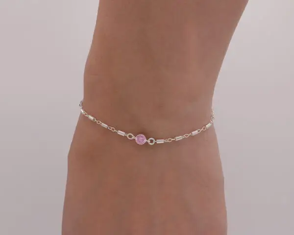 With Clasp Custom Bracelet, Barbie Pink CZ Diamond