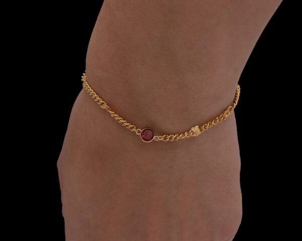 Garnet Shiny Birthstone Bracelet. Custom and permanent jewelry in San Diego