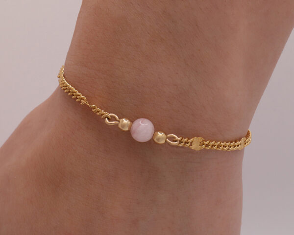 14k Bracelet + Pink Jade, Custom made Jewelry in San Diego.