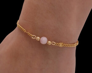 14k Bracelet + Pink Jade, Custom made Jewelry in San Diego.