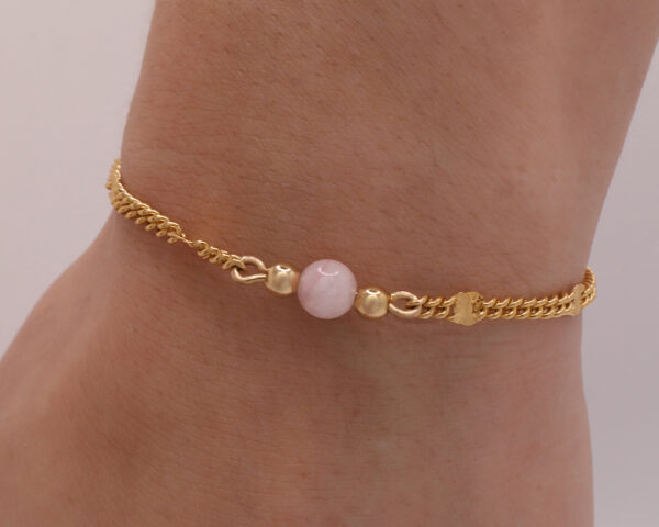 14k Bracelet + Pink Jade, Custom made Jewelry in San Diego.